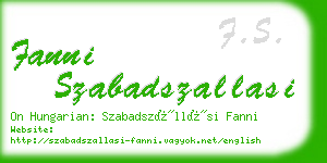 fanni szabadszallasi business card